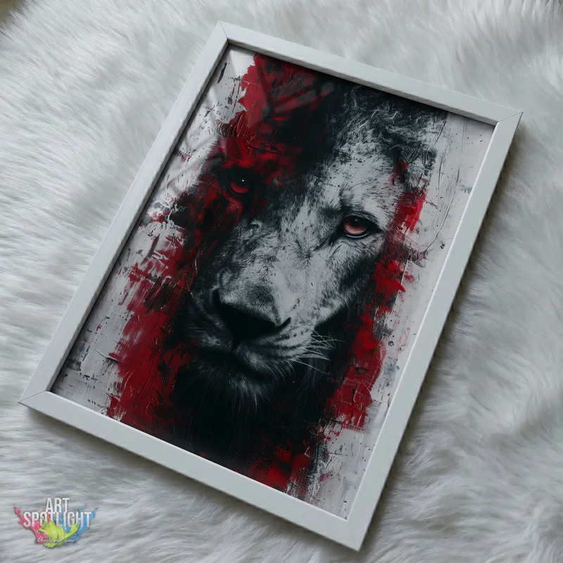 LION IN CRIMSON SHADOWS