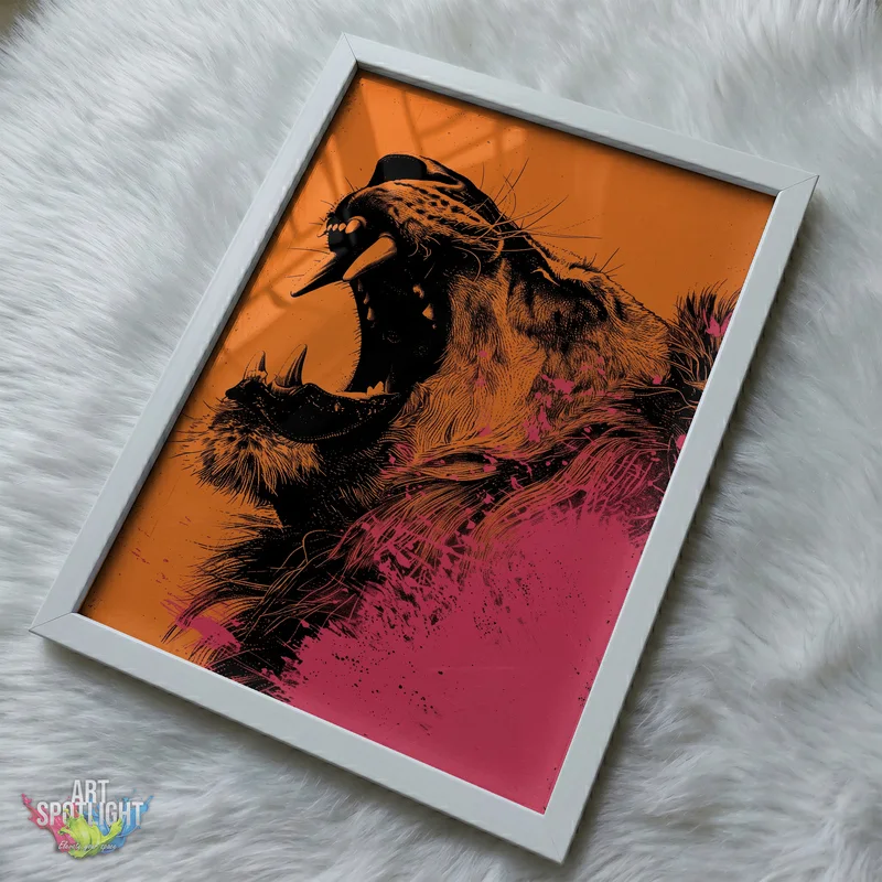 LION ROARING IN ORANGE