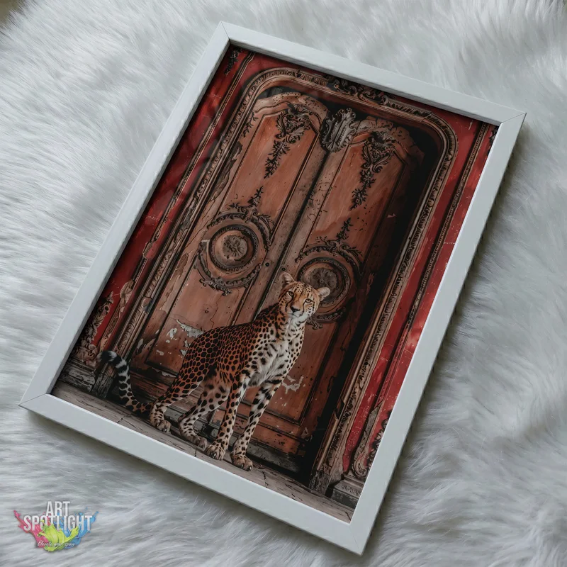 CHEETAH AT ORNATE DOORS