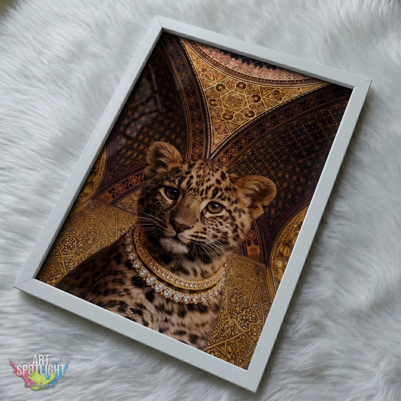 LEOPARD CUB WITH GOLD NECKLACE