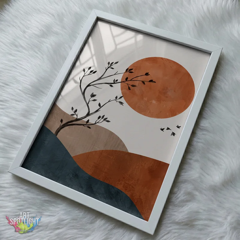 BRANCHES BENEATH A TERRACOTTA SUN