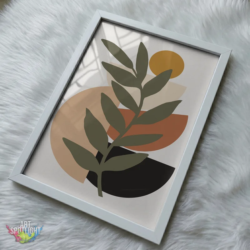 OLIVE LEAVES AND GEOMETRIC SHAPES
