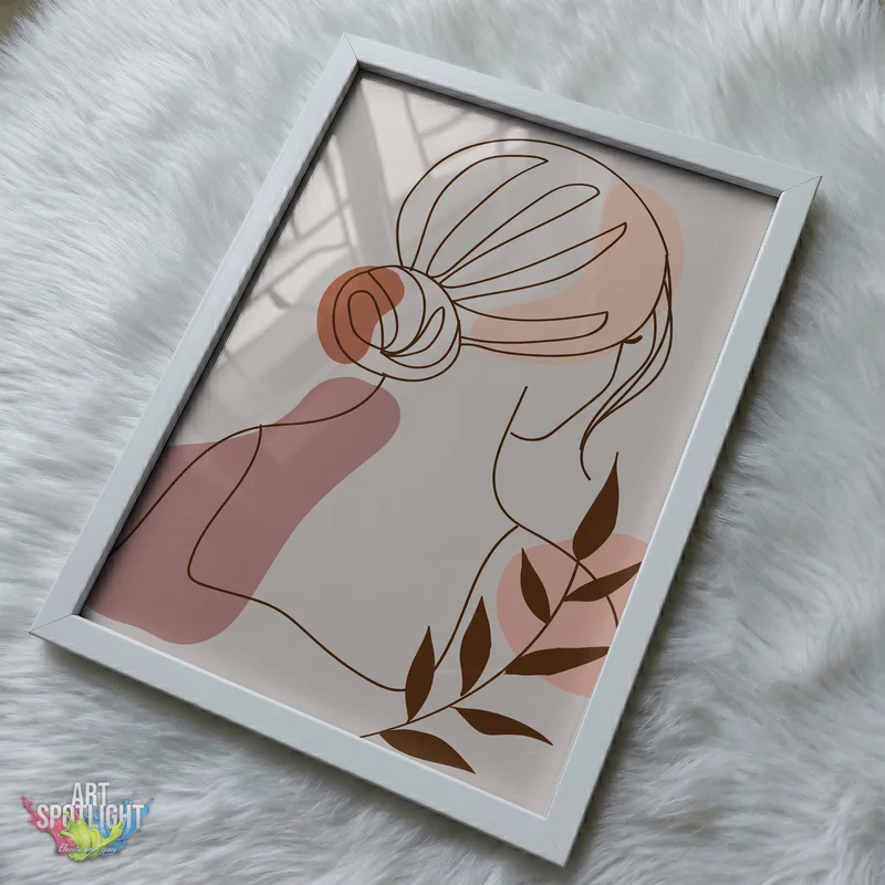 WOMAN WITH BUN AND LEAVES