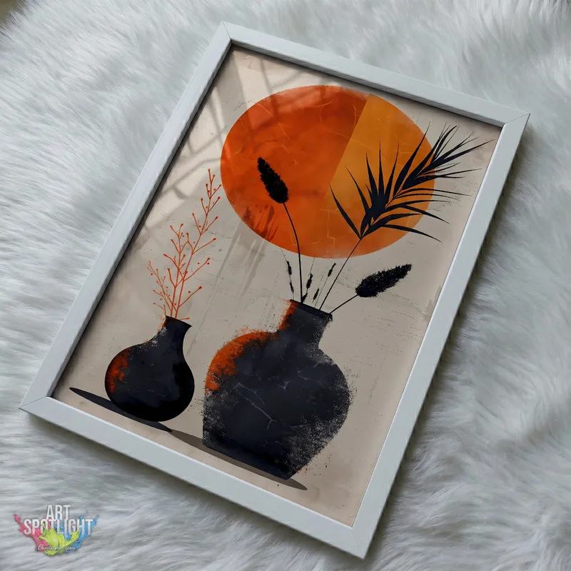 BLACK VASES AND ORANGE SUN