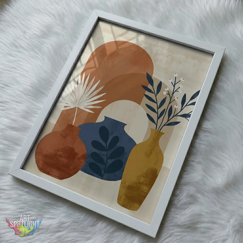 THREE VASES WITH BOTANICAL STEMS