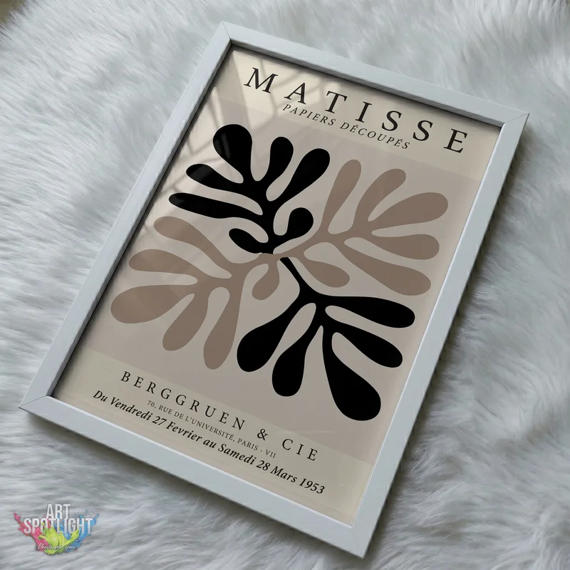 BLACK AND TAUPE ABSTRACT LEAVES