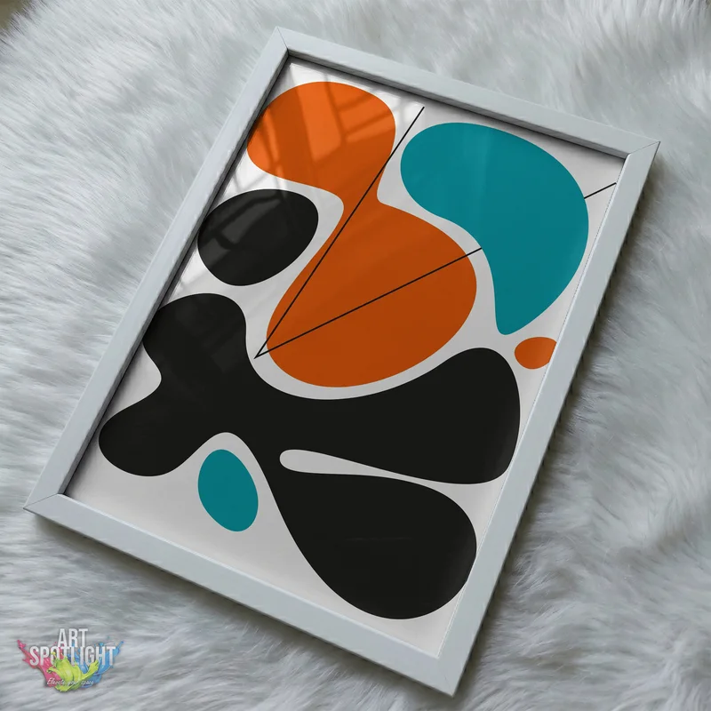 ORANGE AND TEAL ABSTRACT SHAPES