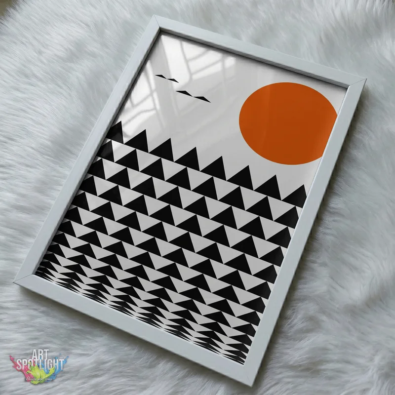 ORANGE SUN AND GEOMETRIC PEAKS