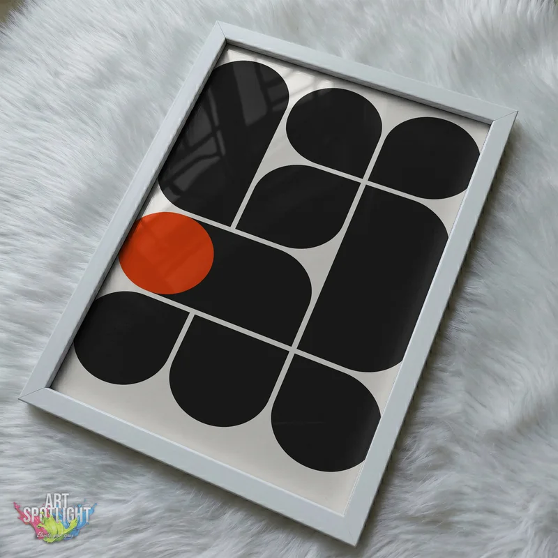BLACK GEOMETRY ORANGE CIRCLE