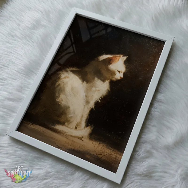 WHITE CAT IN AMBER LIGHT