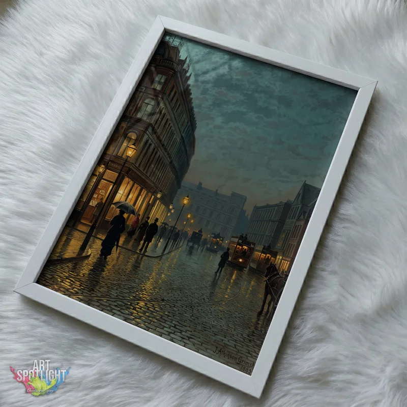 GASLIGHT ON RAIN-SOAKED COBBLESTONES