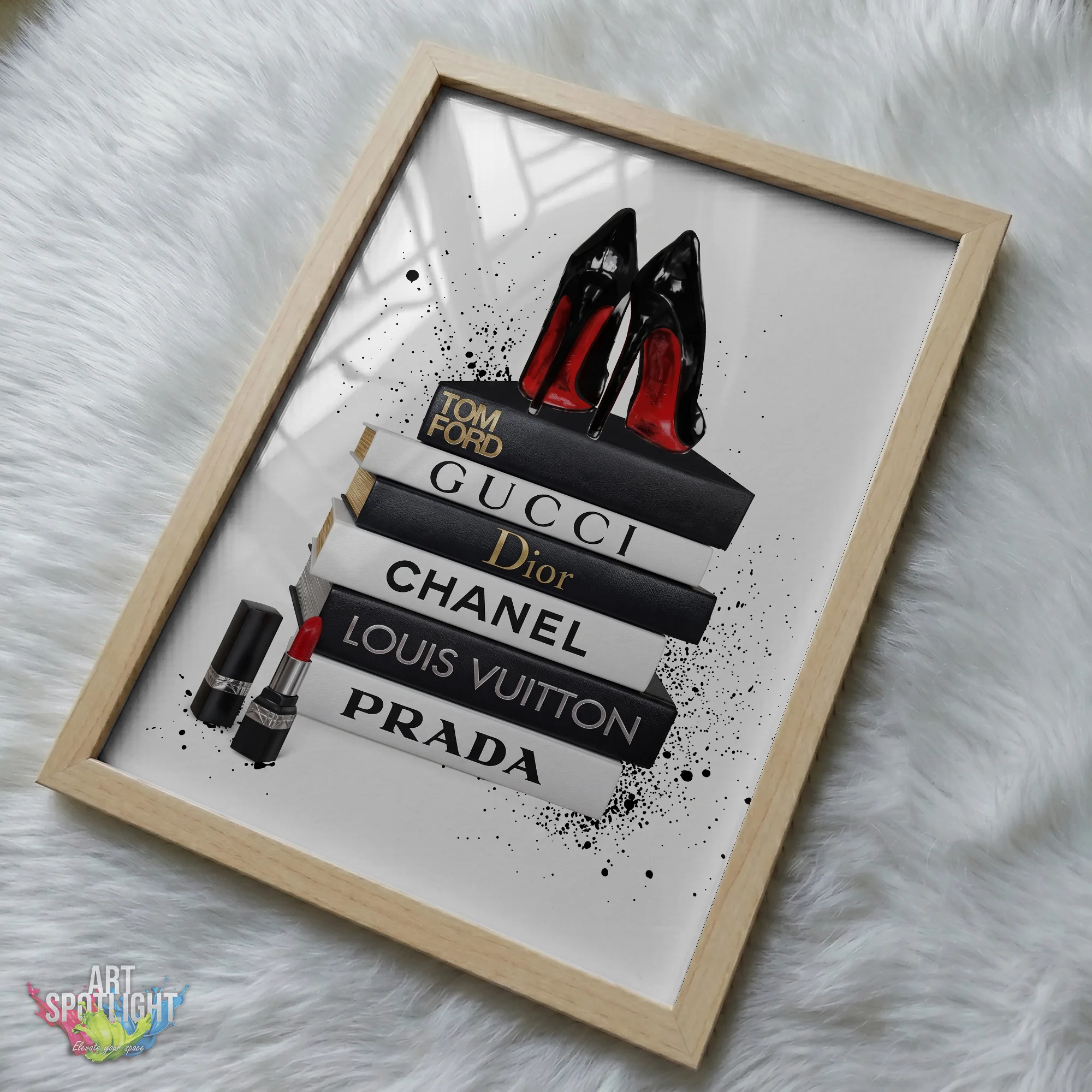 DESIGNER BOOKS AND RED SOLE HEELS