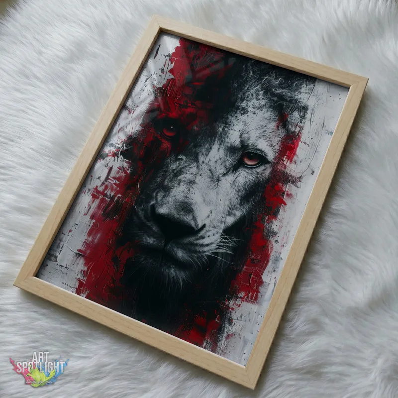 LION IN CRIMSON SHADOWS
