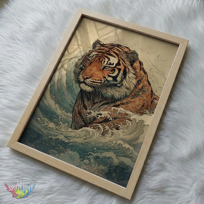 TIGER AMONG ROLLING WAVES