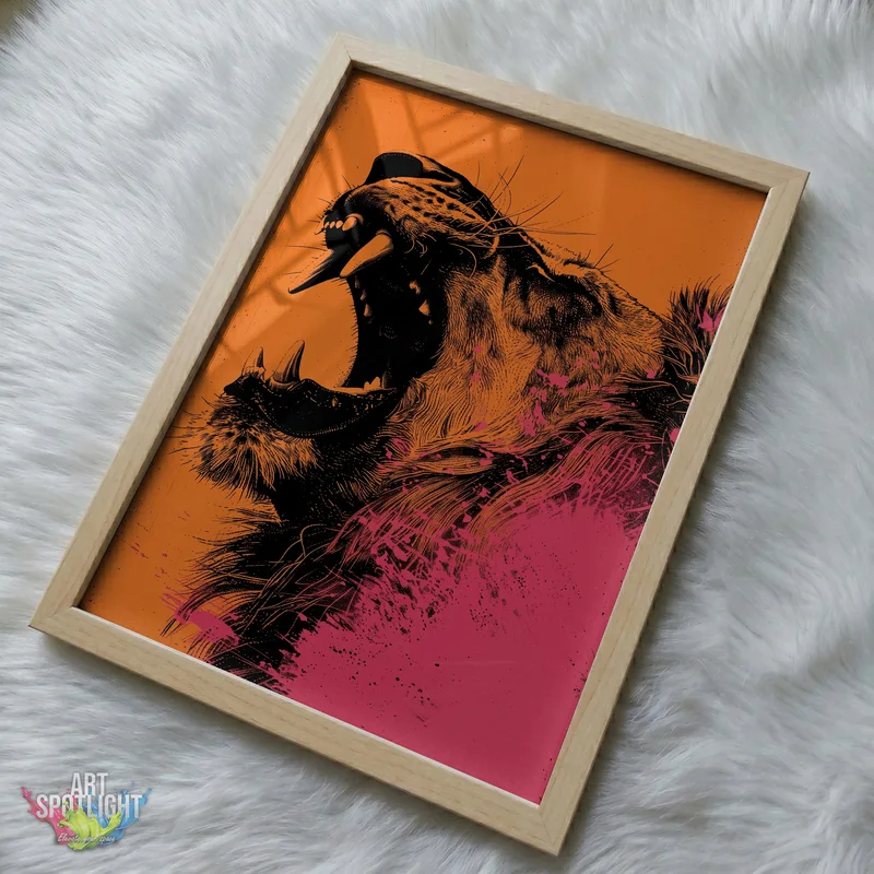 LION ROARING IN ORANGE