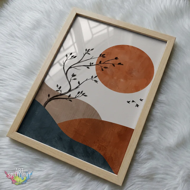 BRANCHES BENEATH A TERRACOTTA SUN