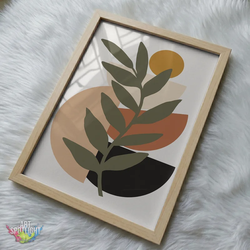 OLIVE LEAVES AND GEOMETRIC SHAPES