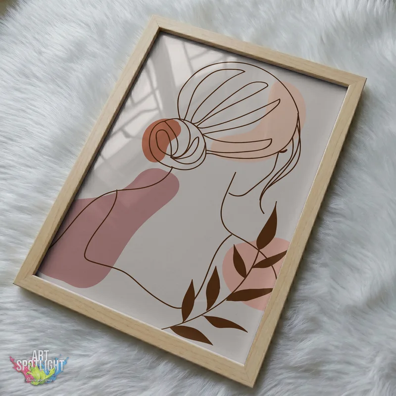 WOMAN WITH BUN AND LEAVES