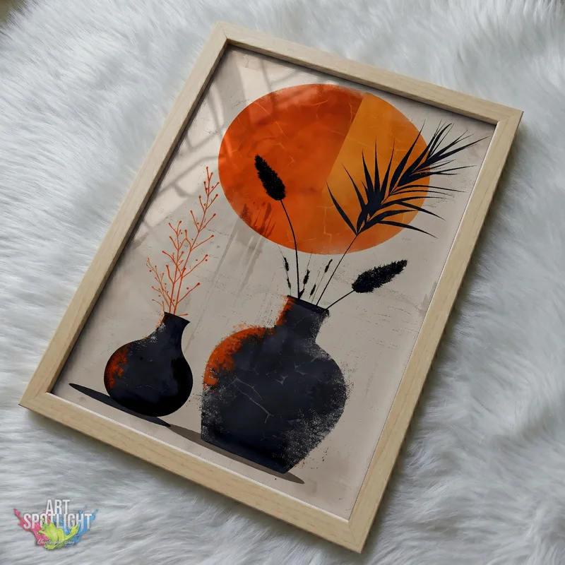 BLACK VASES AND ORANGE SUN