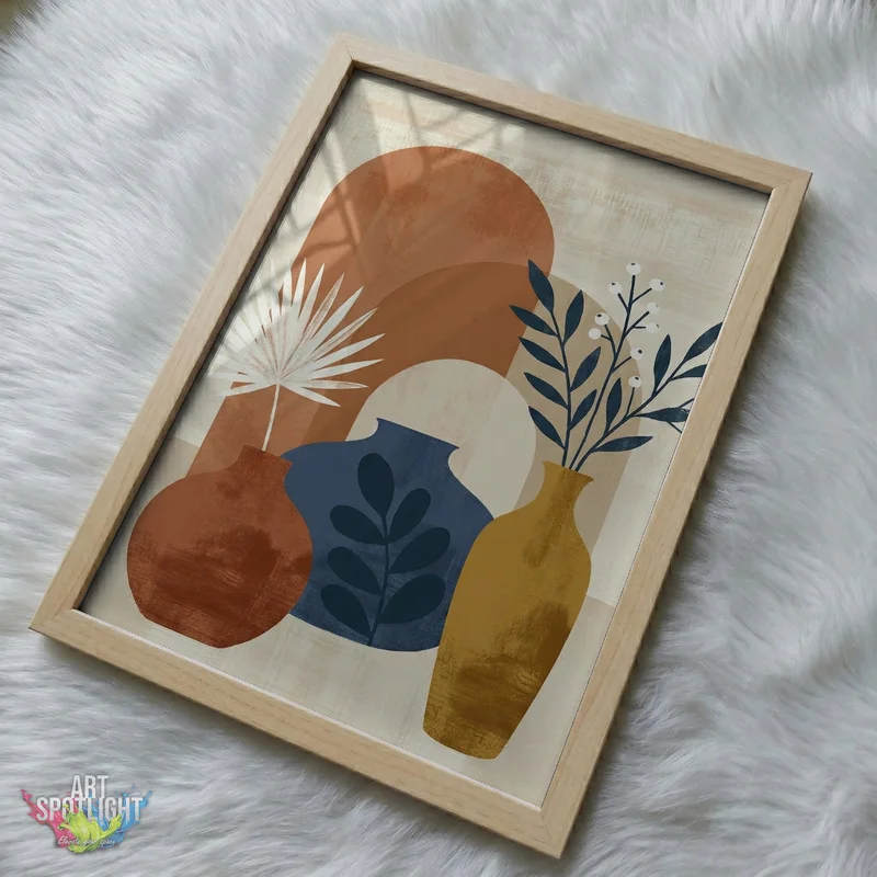THREE VASES WITH BOTANICAL STEMS