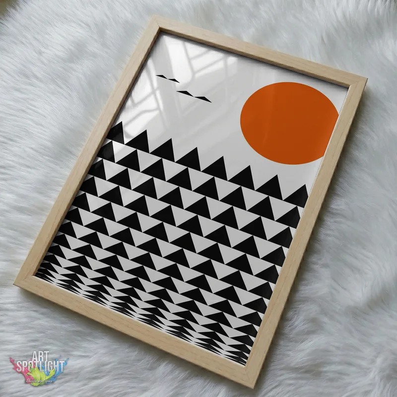 ORANGE SUN AND GEOMETRIC PEAKS
