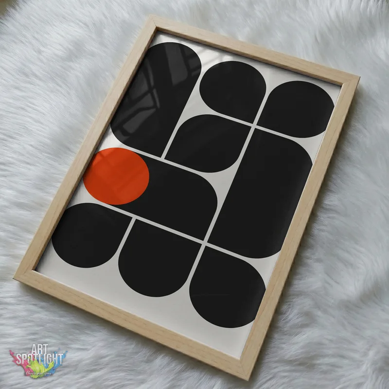 BLACK GEOMETRY ORANGE CIRCLE