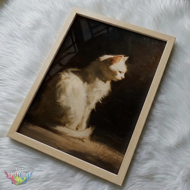 WHITE CAT IN AMBER LIGHT