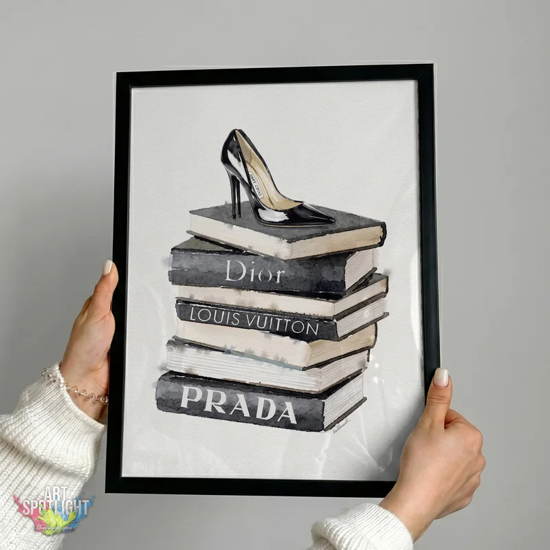 DESIGNER BOOKS AND BLACK STILETTO