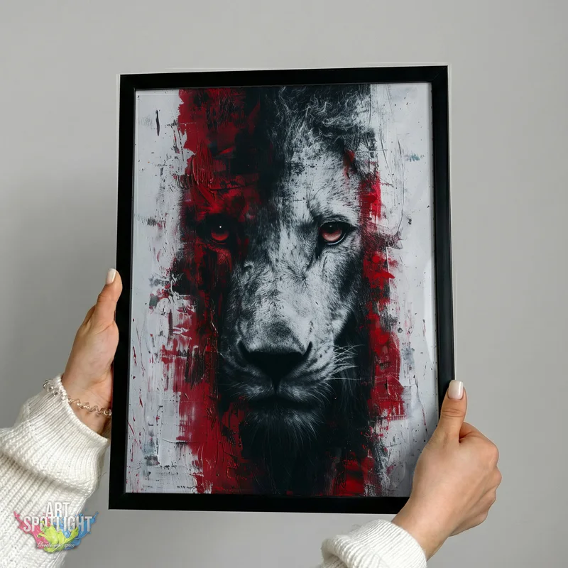 LION IN CRIMSON SHADOWS