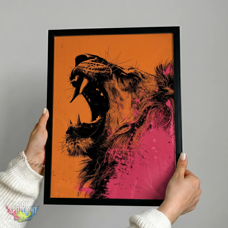 LION ROARING IN ORANGE