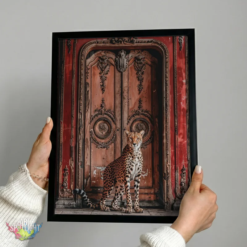 CHEETAH AT ORNATE DOORS