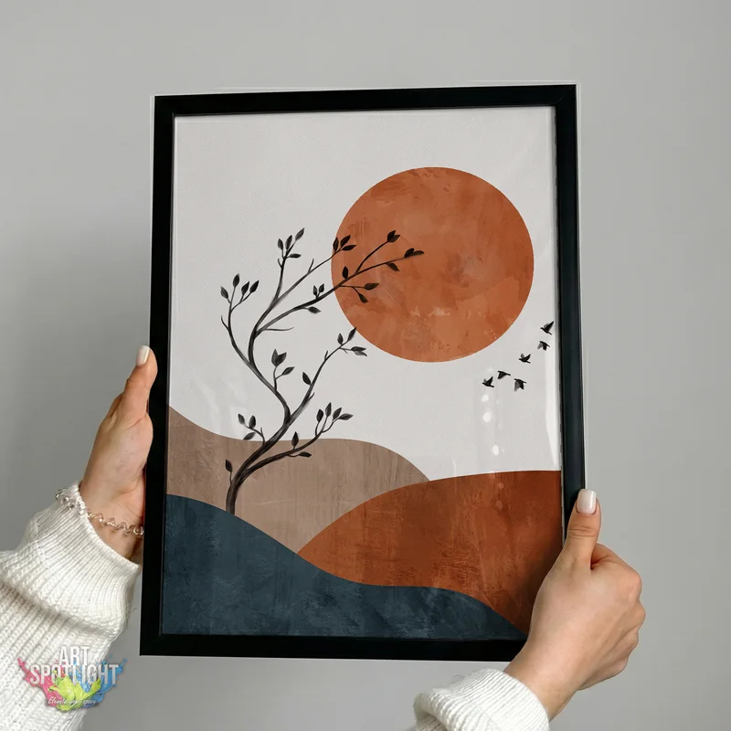BRANCHES BENEATH A TERRACOTTA SUN