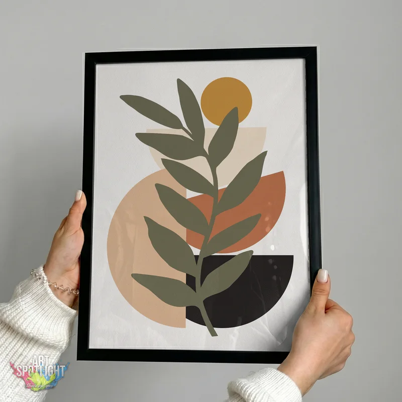OLIVE LEAVES AND GEOMETRIC SHAPES