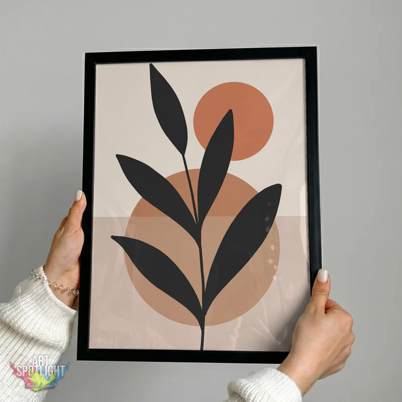 LEAF SILHOUETTE AND TERRACOTTA SUN
