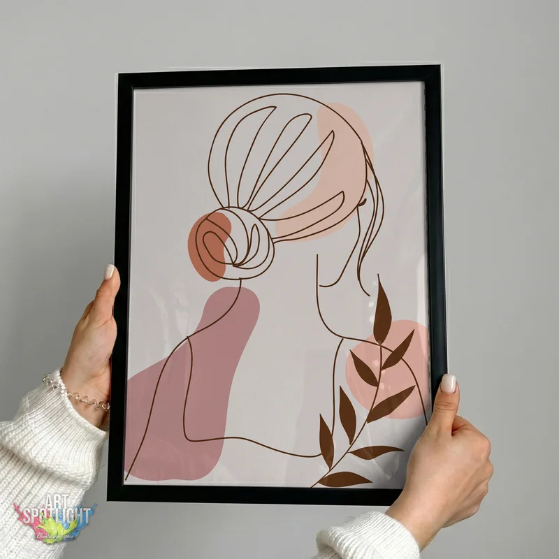 WOMAN WITH BUN AND LEAVES