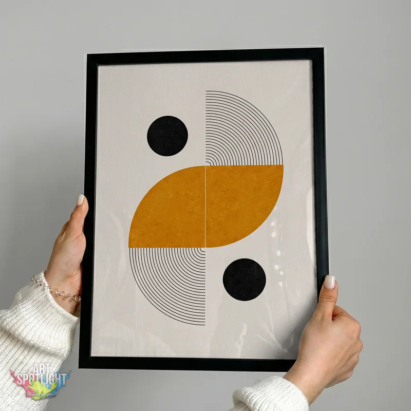 OCHRE CURVES AND BLACK CIRCLES
