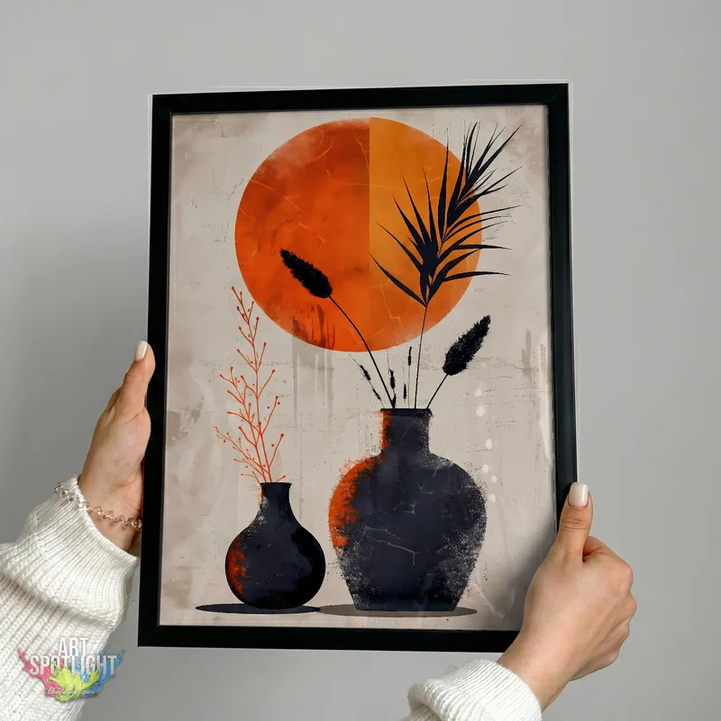 BLACK VASES AND ORANGE SUN