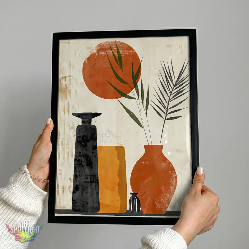 VASES AND BOTANICAL LEAVES