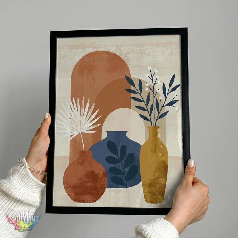 THREE VASES WITH BOTANICAL STEMS