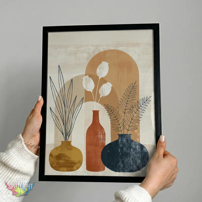 THREE VASES WITH BOTANICAL STEMS