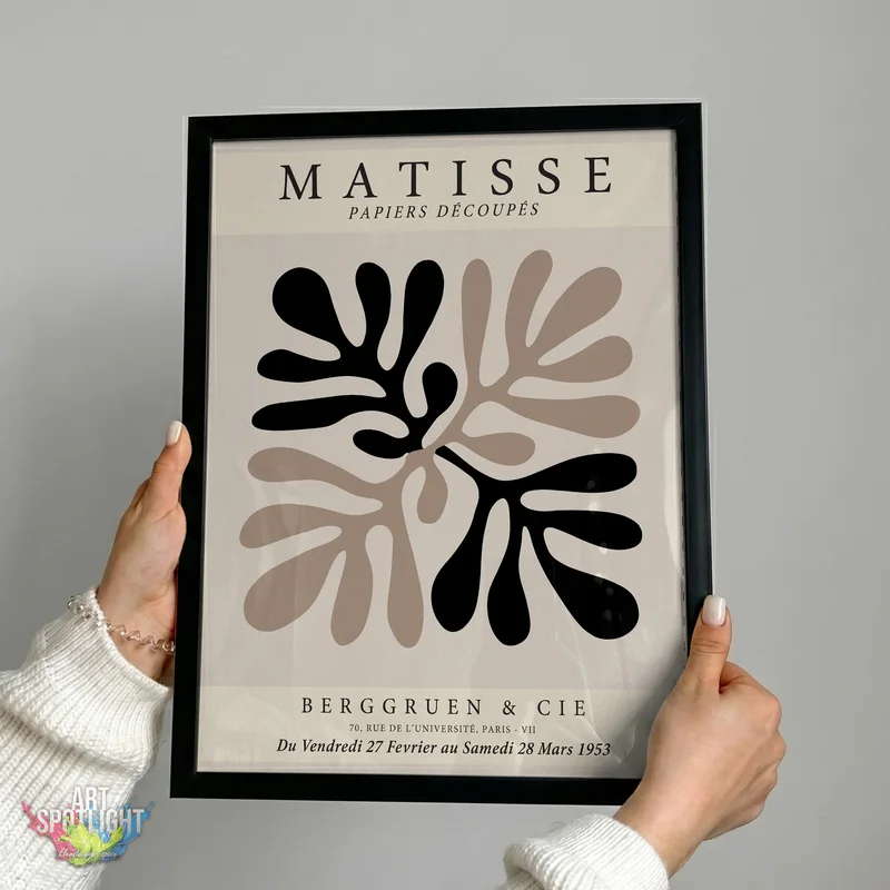 BLACK AND TAUPE ABSTRACT LEAVES