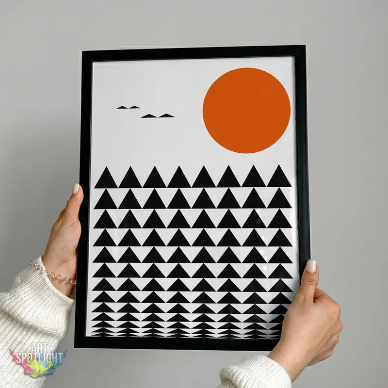 ORANGE SUN AND GEOMETRIC PEAKS