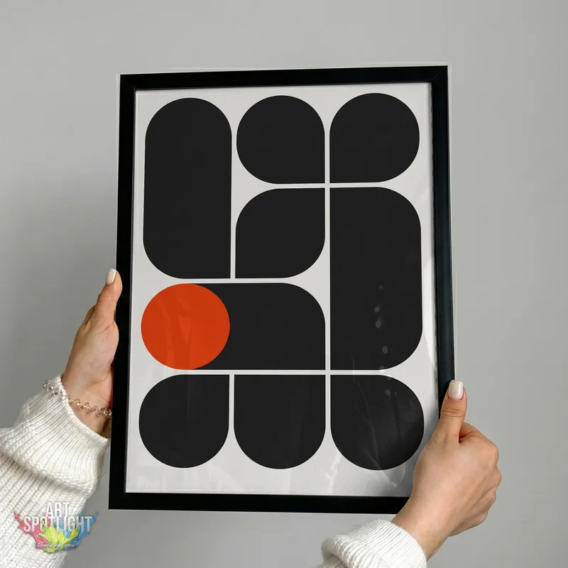 BLACK GEOMETRY ORANGE CIRCLE