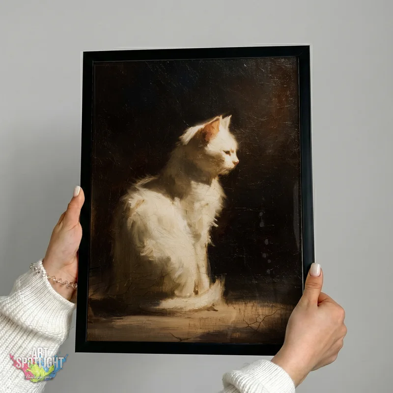 WHITE CAT IN AMBER LIGHT