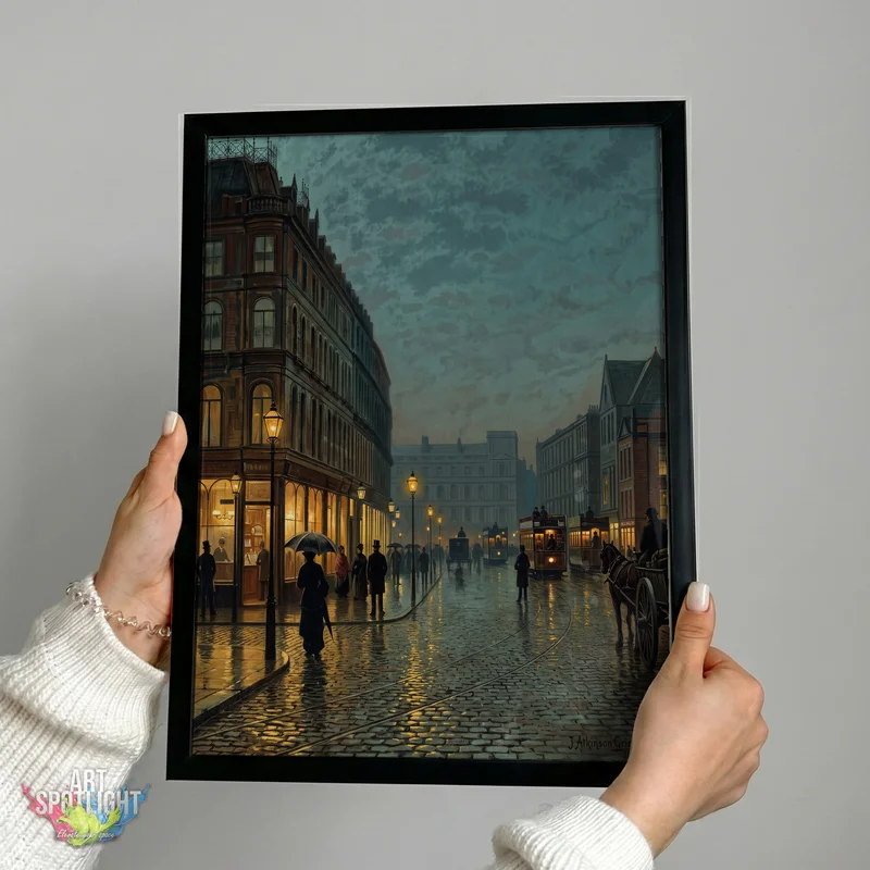 GASLIGHT ON RAIN-SOAKED COBBLESTONES