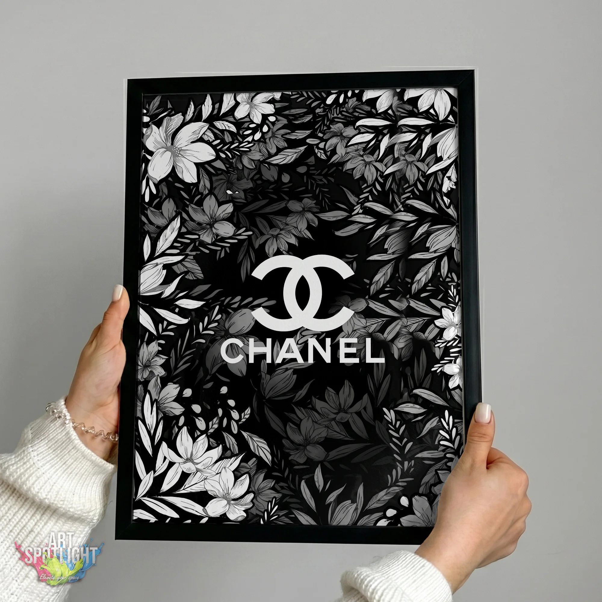 CHANEL BLACK AND WHITE FLORALS