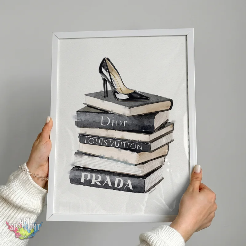 DESIGNER BOOKS AND BLACK STILETTO