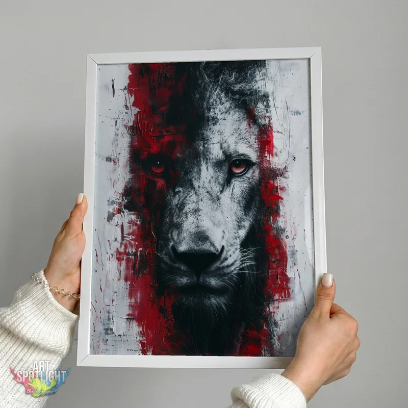 LION IN CRIMSON SHADOWS