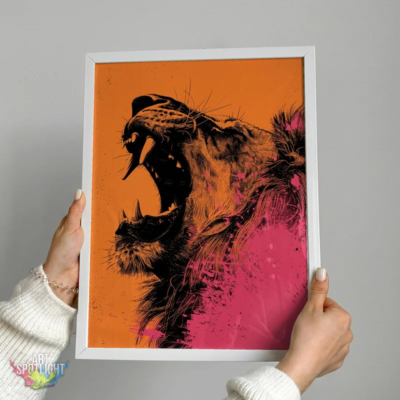 LION ROARING IN ORANGE