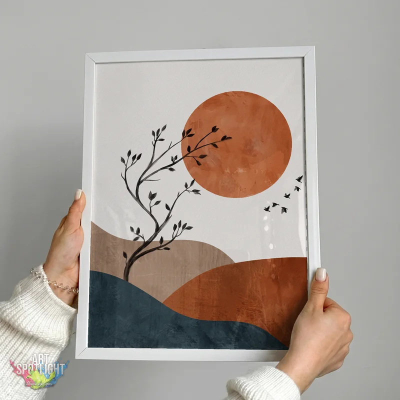 BRANCHES BENEATH A TERRACOTTA SUN